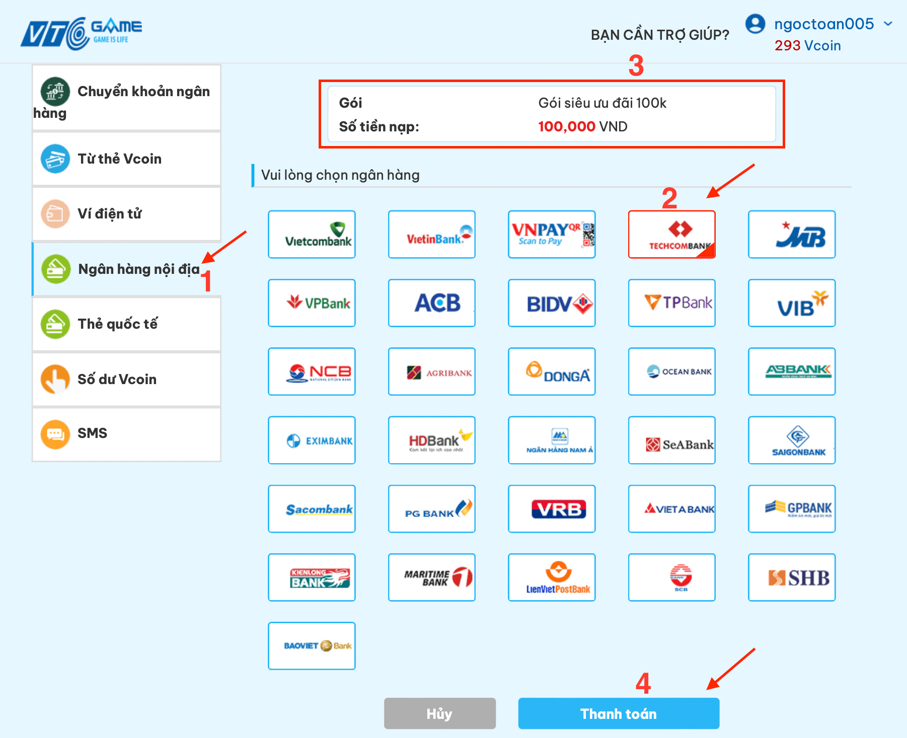 HƯỚNG DẪN NẠP TIỀN KO66